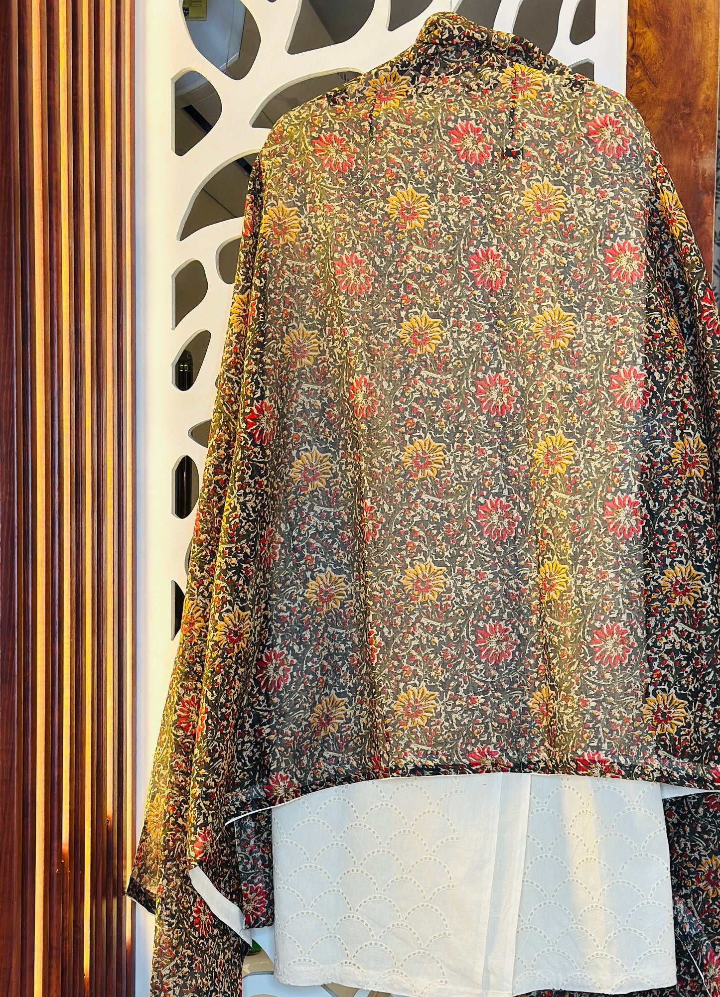 Schifli Pure Cotton Suit With Beautiful Neck Tie & Printed Cotton Dupatta With Kinari White Patti & Printed Cotton Bottom