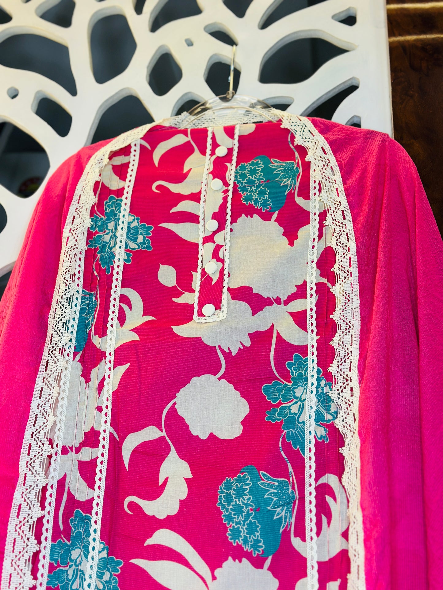 Floral Printed Pure Cotton With Ombre Printed Dupatta & Crochet Lace Edges