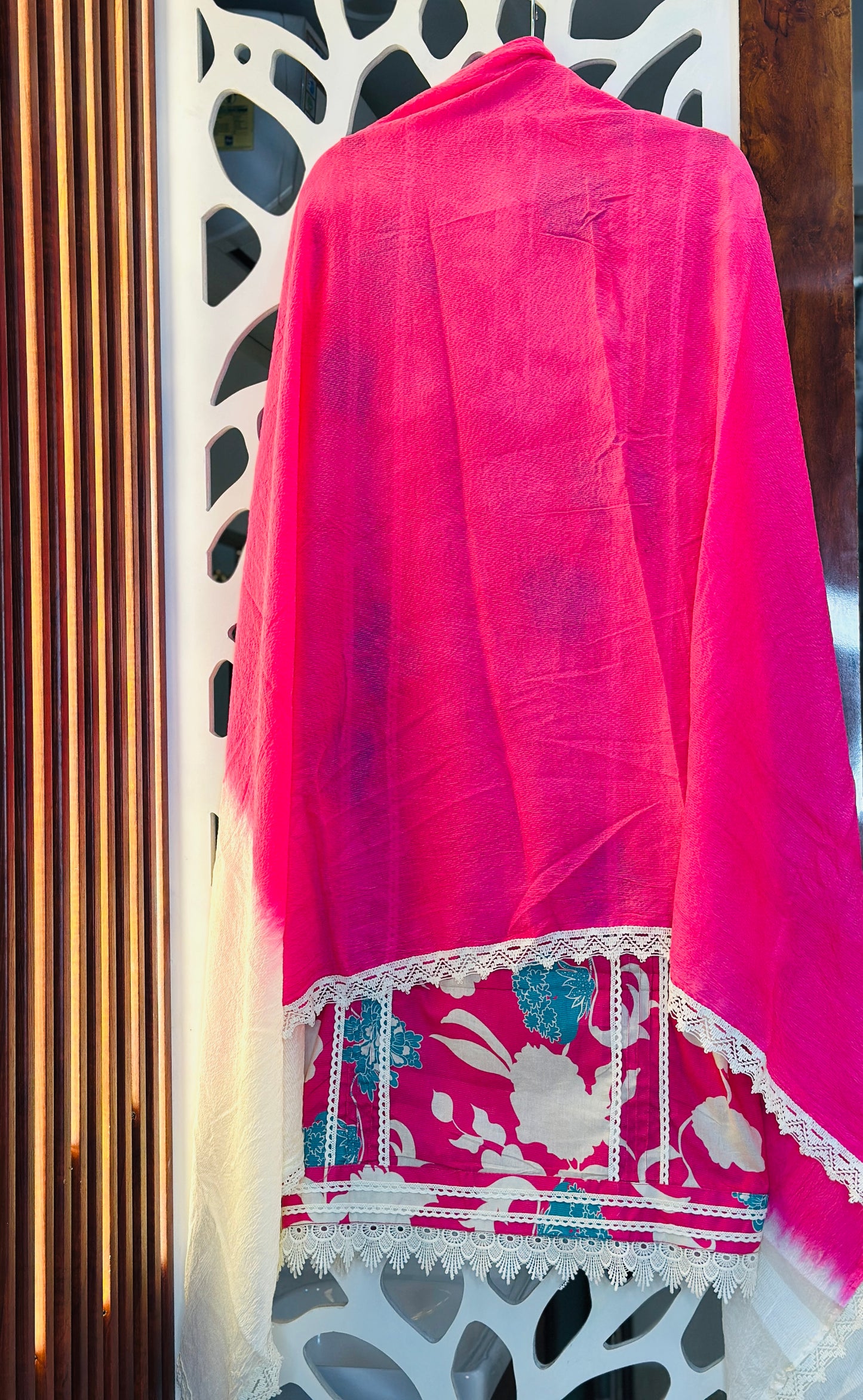 Floral Printed Pure Cotton With Ombre Printed Dupatta & Crochet Lace Edges