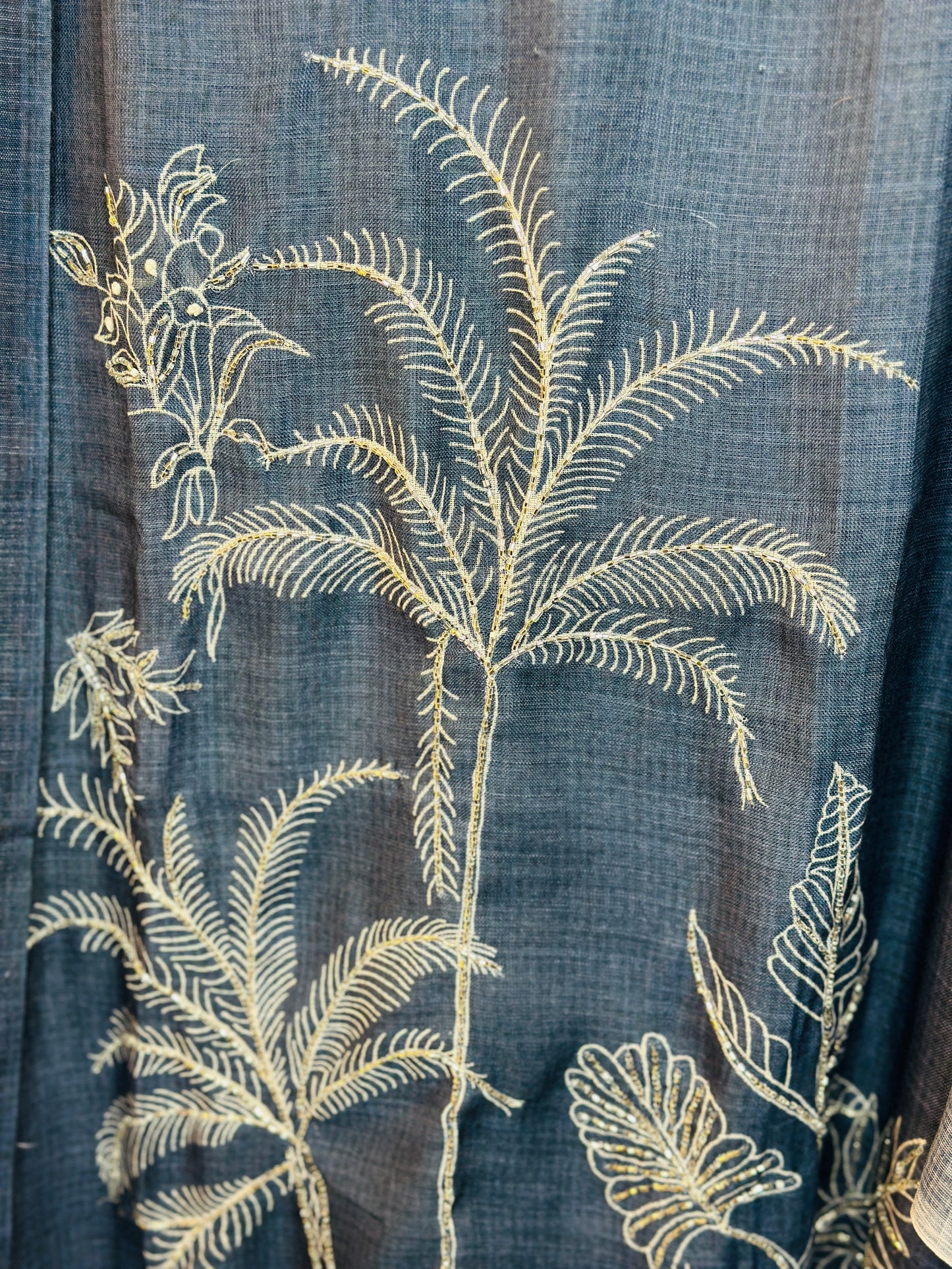 Soft Linen Printed Suit With Cut Dana Work, Soft Linen Printed Dupatta & Rayon Bottom Plain Bottom