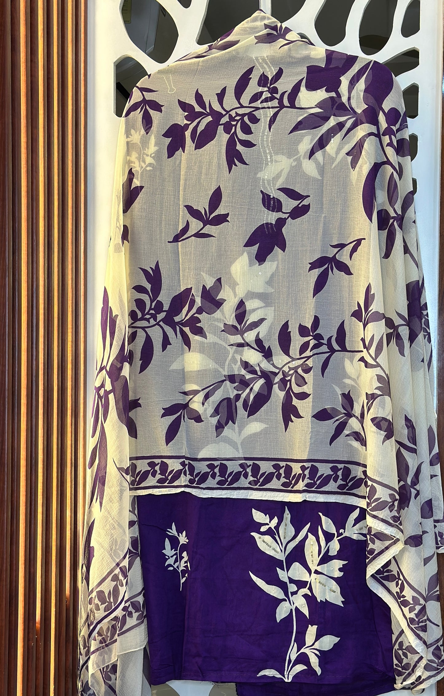 Digital Printed Pure Cotton With Pearl, Sequence Hightlights & Pure Printed Chiffon Dupatta