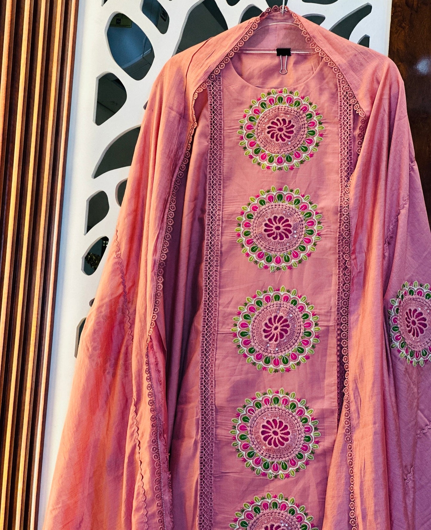 Elegant Lace Muslin With Patch Embroidery