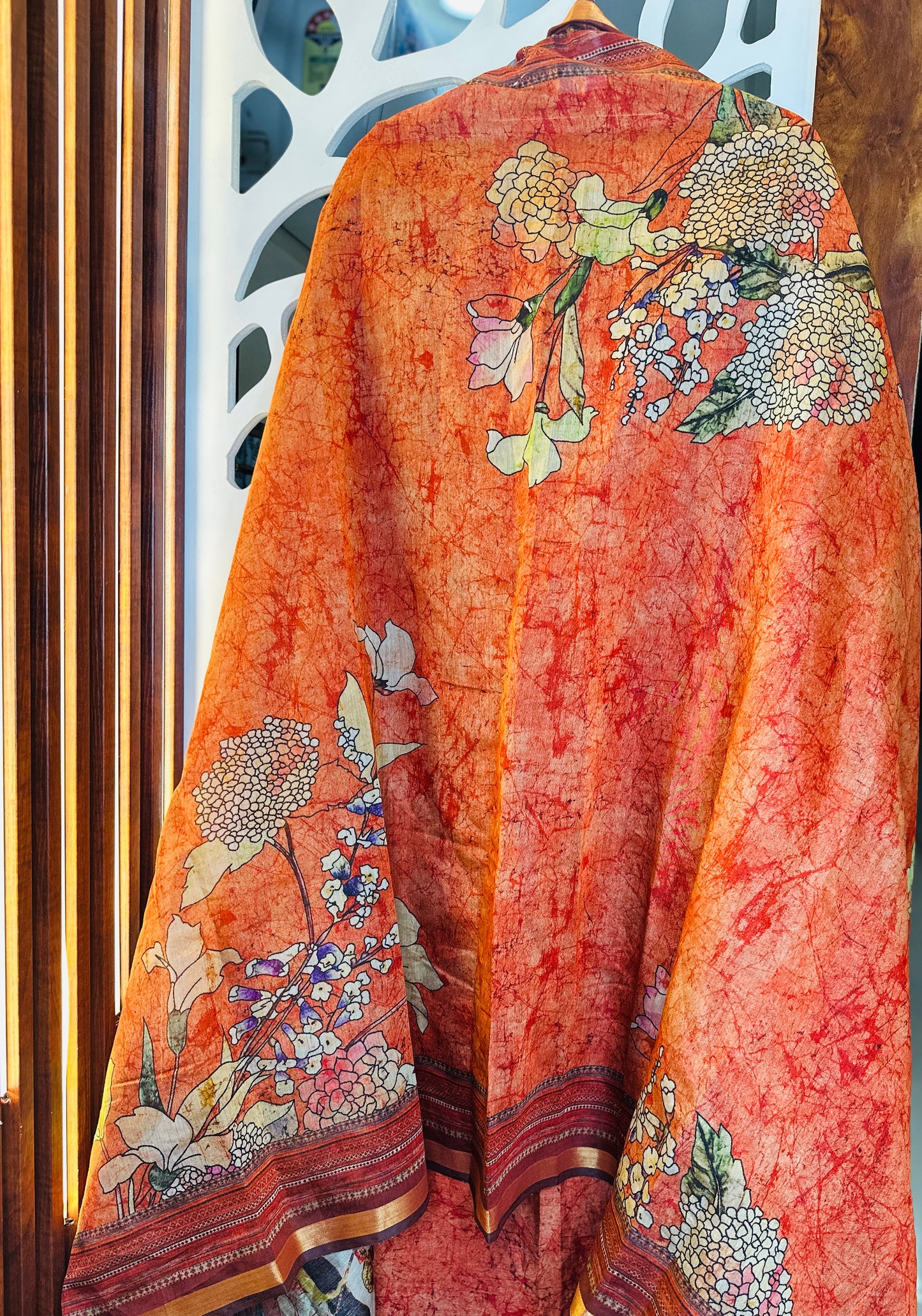 Rajwada Printed Maheshwari Silk With Golden Thread Highlights