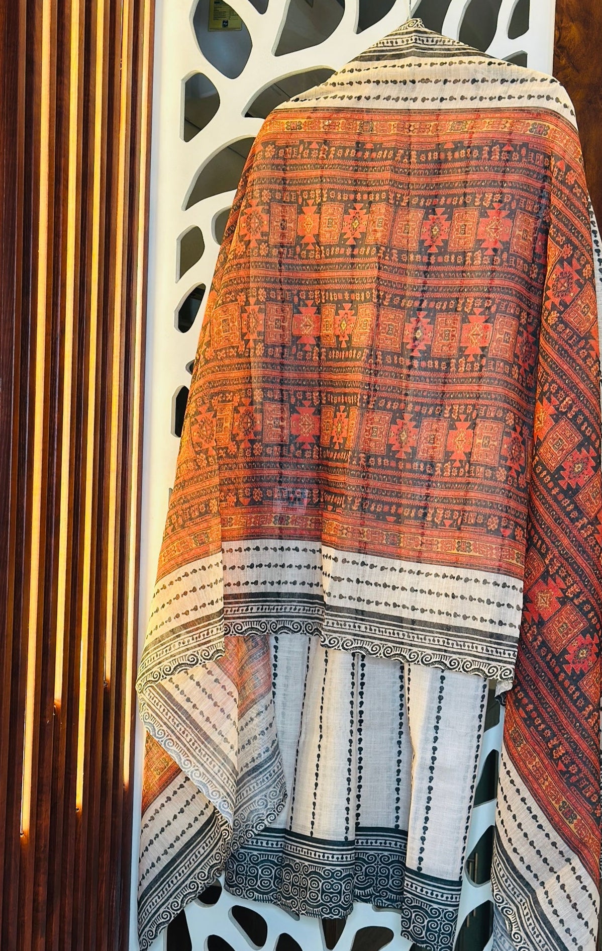 Soft Fine Linen With kantha Embroidery & Mirror Work