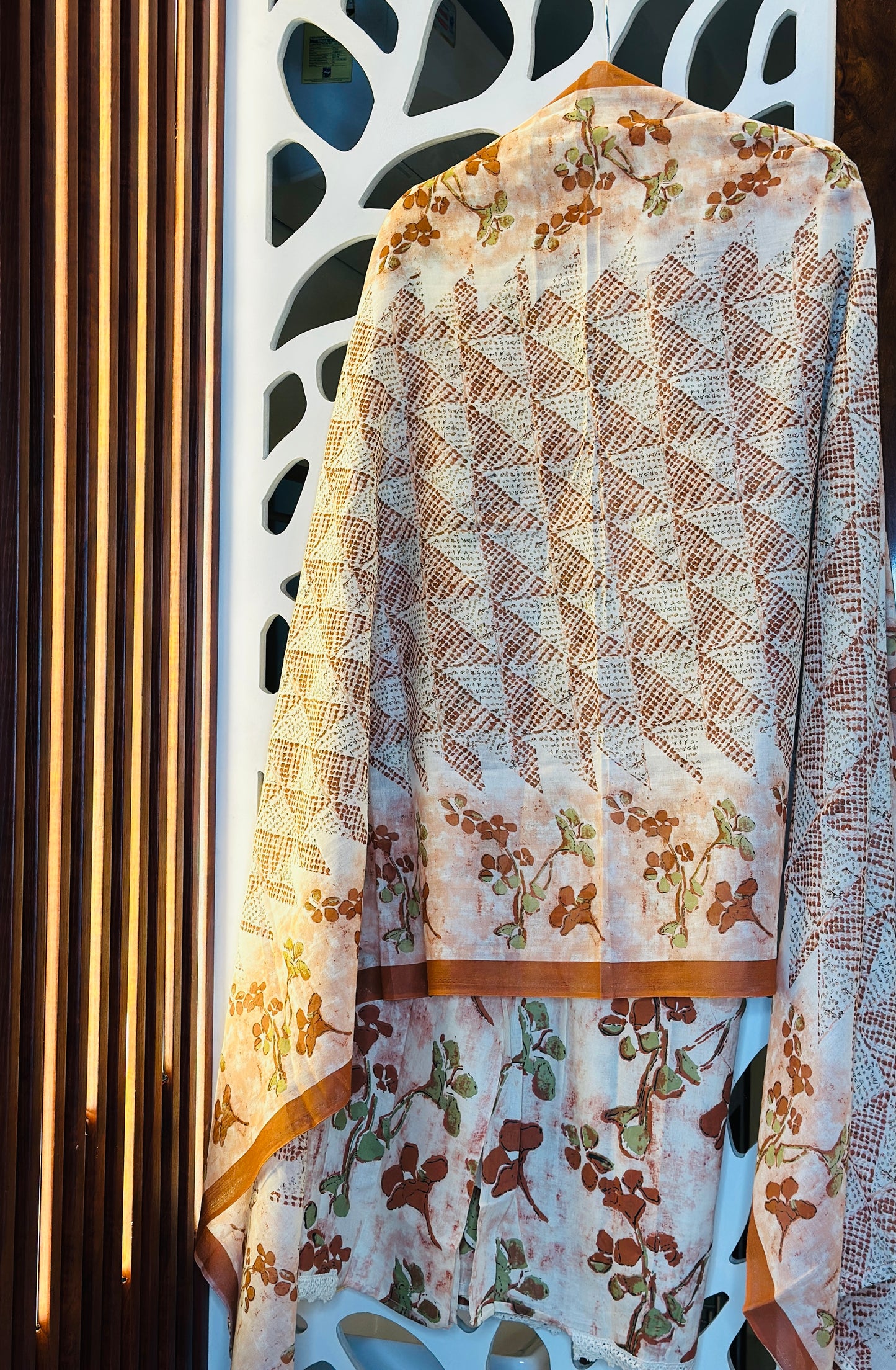 French Knot & Kantha Embroidered Printed Cotton Suit
