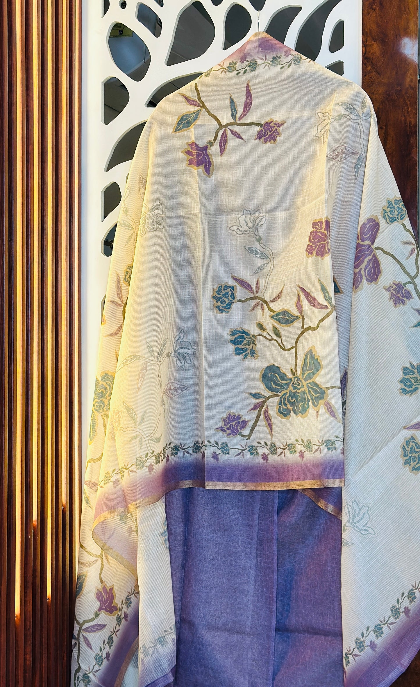 Elegant Linen Suit With Kota Doria Printed Dupatta