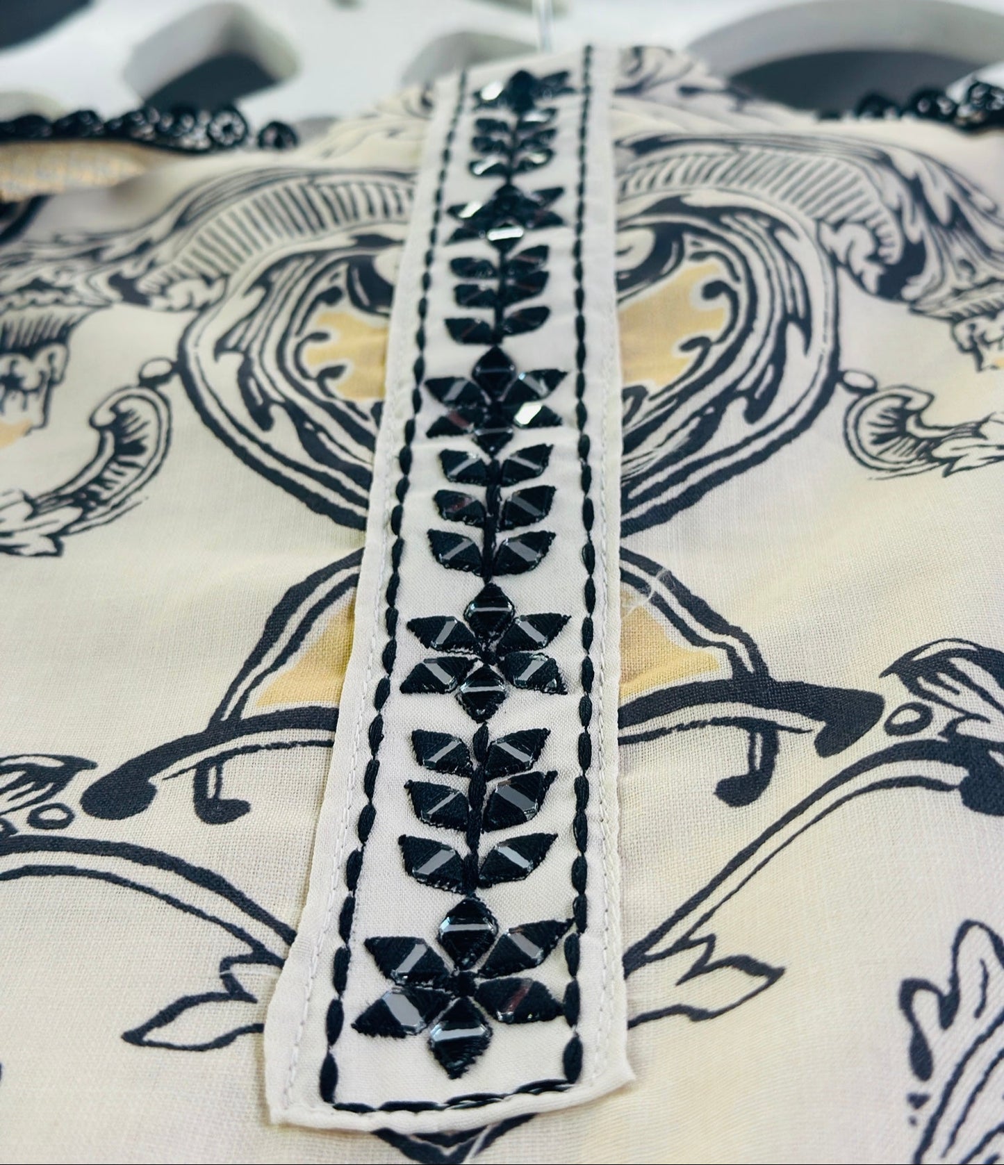 Premium Soft Linen Beautiful Pakistani Digital Printed Suit With Fancy Real Mirror Work & Crochet Lace, Printed Dupatta & Rayon Bottom