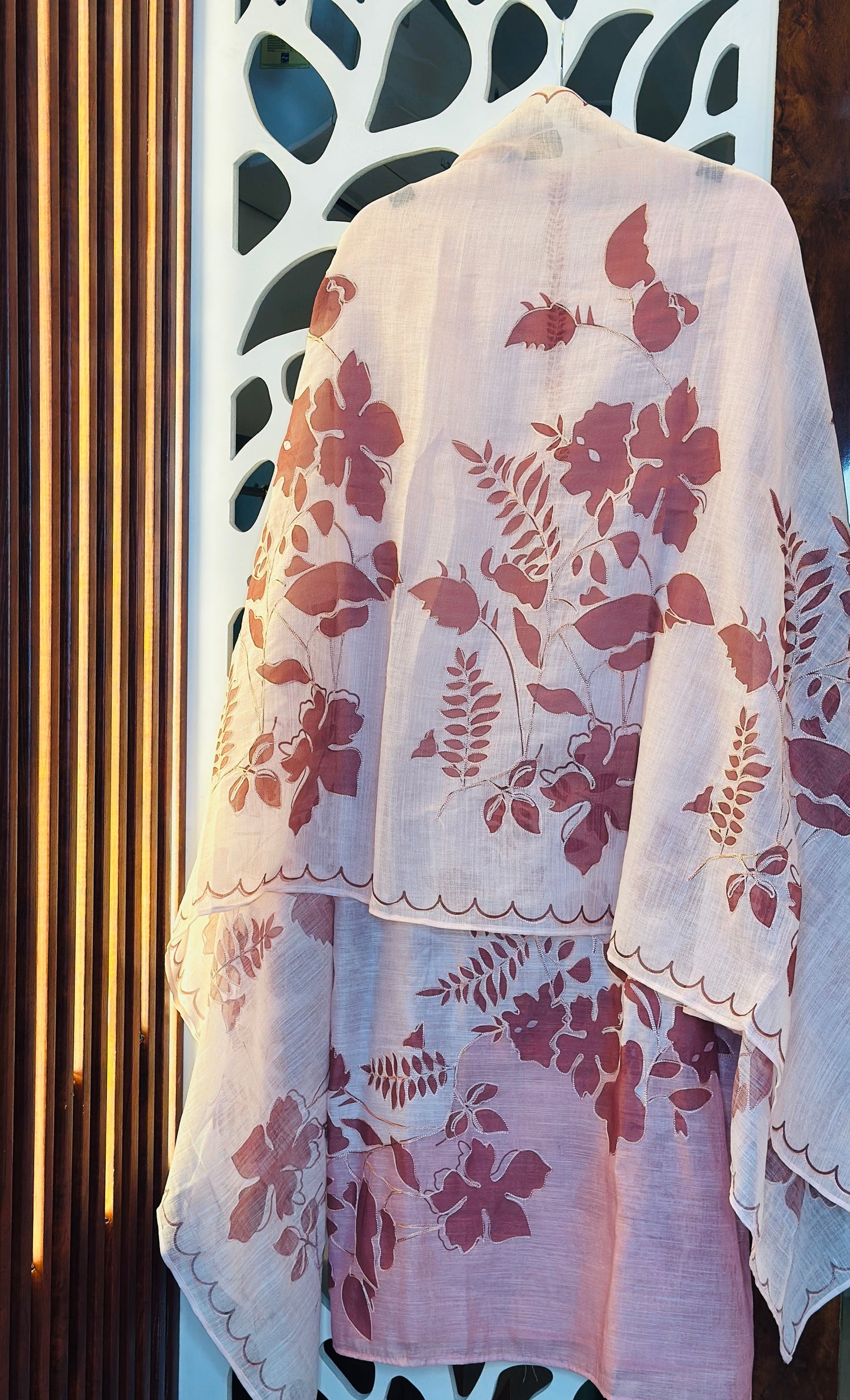 Ombre Floral Embroidered Fine Linen Suit