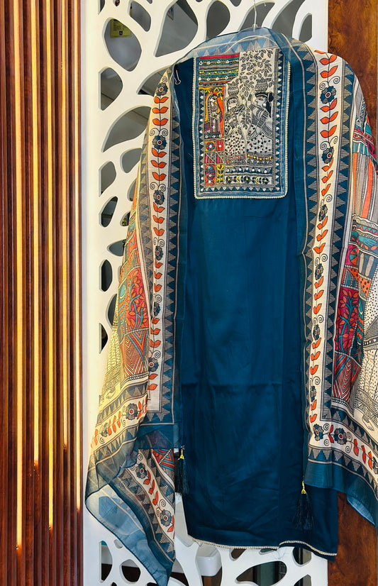 Maharani Print Modal Silk With Golden Pippin & Mirror Highlights
