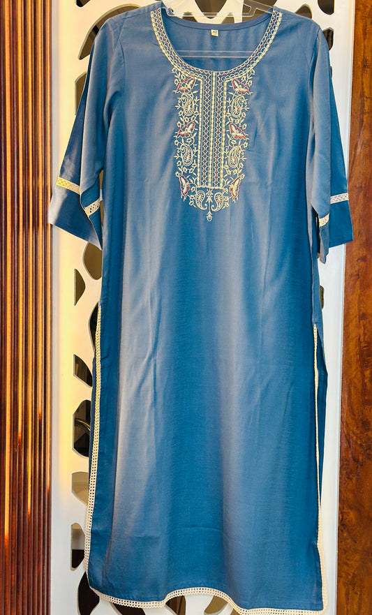 Thread Embroidered Rayon Cotton Co-Ord Set