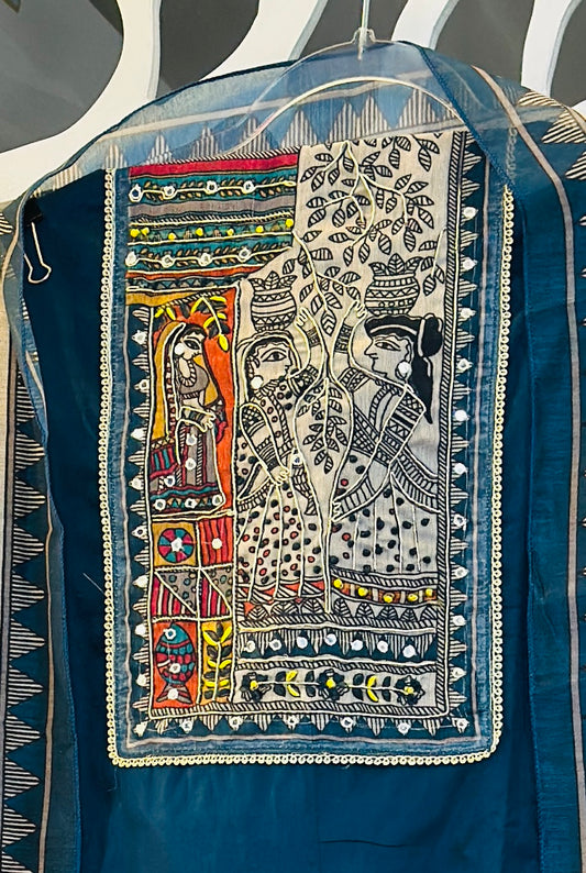 Maharani Print Modal Silk With Golden Pippin & Mirror Highlights