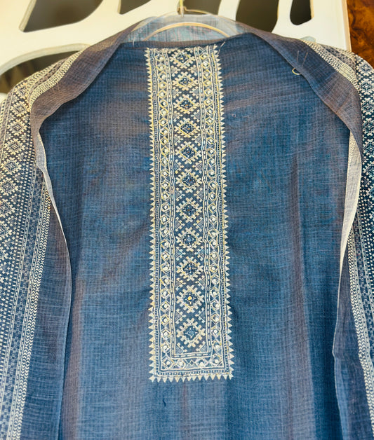 Soft Linen Printed Suit With Cut Dana Work, Soft Linen Printed  Dupatta & Rayon Bottom Plain Bottom