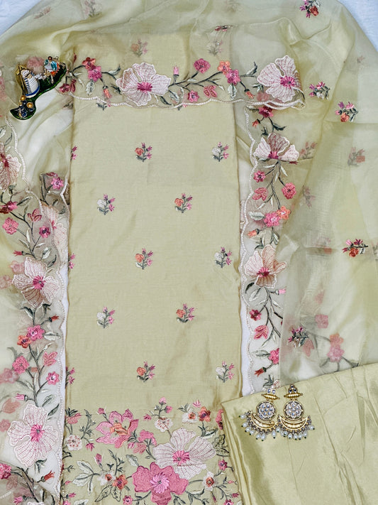 Multi Embroidered Modal Silk With Sequence Highlights