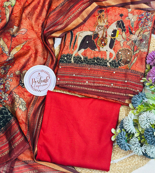 Rajwada Printed Maheshwari Silk With Golden Thread Highlights