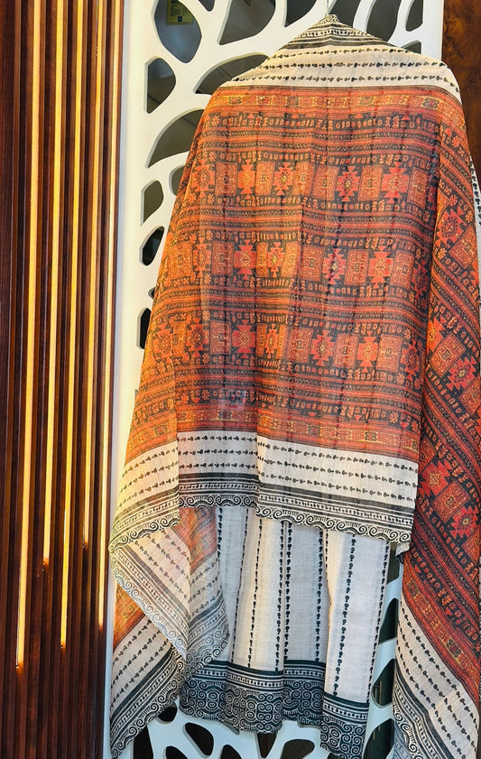 Soft Fine Linen With kantha Embroidery & Mirror Work