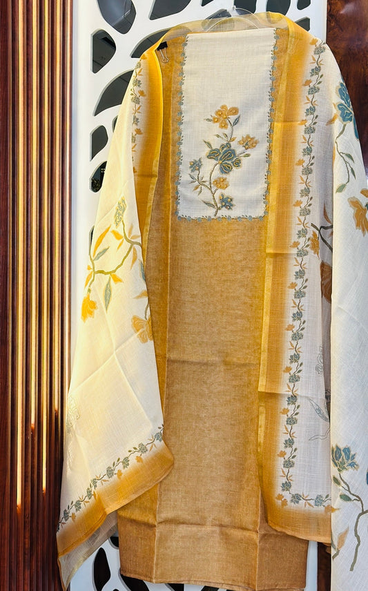 Elegant Linen Suit With Kota Doria Printed Dupatta